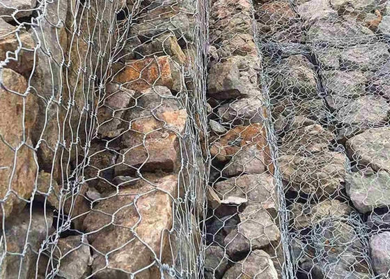 Gabion Basket Hexagonal Dikiş Tel Ağı Taş Yükleme için Banka Eğilişleri Koruma Yol Döşeme