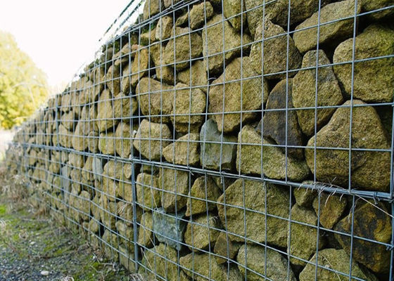 Üçlü Dönüş Altıgen Düğümlü Ağ Kumaşları Gabion sepetleri Kanallar için Doğal Taşla Doldurulmuş