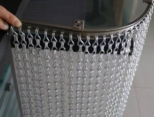 Gümüş Anodized 6063 Alüminyum Alaşım Kanca Zinciri Metal Perde 1.6x12x24mm Kanca Boyutu Kapı Dekorasyonu için